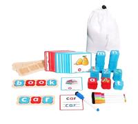 KIXZSAZ Blocchi di lettura, giocattolo di ortografia, blocco ortografia, gioco abbinamento lettere in legno, flashcard, giochi parole, attività apprendimento, inglese, lettere ABC, parole,