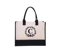 KIXZSAZ Borsa tote in tela Ampio spazio di archiviazione per gli amanti del caffè Borsa in tela di cotone con lettera preferita Borsa per la spesa in tela Borse a tracolla, Fiore C