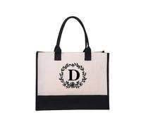 KIXZSAZ Borsa tote in tela Ampio spazio di archiviazione per gli amanti del caffè Borsa in tela di cotone con lettera preferita Borsa per la spesa in tela Borse a tracolla, Fiore D