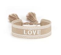 KIXZSAZ Braccialetti dell'amicizia intrecciati Bracciale con carattere ricamato con lettera intrecciata regolabile con chiusura manuale dei bordi, Amore kaki