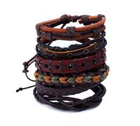 KIXZSAZ Braccialetti intrecciati da 6 pezzi Braccialetti da polso intrecciati multistrato Braccialetti per feste in costume per marito Regali personalizzati