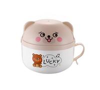 KIXZSAZ Ciotola per spaghetti istantanei Tazza in acciaio inossidabile con coperchio Manico antiscottatura a grande capacità Contenitore per tazze Contenitore per il pranzo Dormitorio, Cachi