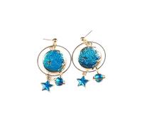 KIXZSAZ Confezione da 2 orecchini del cielo Clip per orecchie di servizio di lunga data Squisita bellezza misteriosa Design Per unico attraente Orecchini a bottone grande qualità, Borchia blu