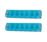 KIXZSAZ Confezione da 2 portapillole Portapillole Portapillole settimanale Contenitore tascabile Dispenser in plastica riutilizzabile Organizer Elder Box, Blu