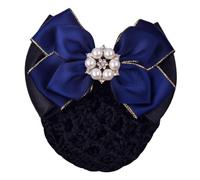 KIXZSAZ Copertura per crocchia per capelli da donna con strass a rete con strass Snood Bowknot Clip in pizzo Banchetto per feste Copricapo Accessori per lo styling per impiegato di banca, Oro+Blu