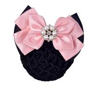 KIXZSAZ Copertura per crocchia per capelli da donna con strass a rete con strass Snood Bowknot Clip in pizzo Banchetto per feste Copricapo Accessori per lo styling per impiegato di banca, Rosa chiaro