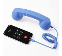 KIXZSAZ Cornetta telefonica retrò con spina di tipo C, classica con funzionalità moderne, trasmissione stabile del segnale e suono chiaro, ricevitore per linea fissa in stile tipo C, blu
