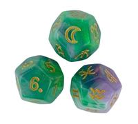 KIXZSAZ D12 Multi Side Dices Board Bomboniere per feste Giochi divertenti per bambini e adulti Set di dadi poliedrici Dadi astrologici Gioco di ruolo Giochi, verde e oro, 1.4 centimetri