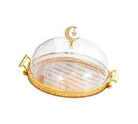 KIXZSAZ Espositore versatile per torte, per servire cupcake, biscotti e cheesecake, con coperchio, utilizzabile come piatto da portata per dessert, vassoio multifunzionale, Ambra, S