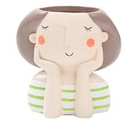 KIXZSAZ Fioriere succulente a Forma di Ragazza di Cartone Animato Decorazioni per la tavola Artigianali in Resina di qualità Vaso di Fiori Vaso da Tavolo con per Micro Paesaggio, Chica de ensueño