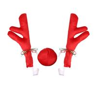 KIXZSAZ Il set natalizio con corna di renna Rudolf e carrello a forma di campana include corna di renna decorate con campanelli, Grande Rosso