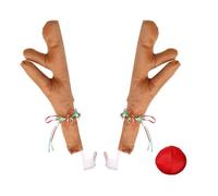 KIXZSAZ Il set natalizio con corna di renna Rudolf e carrello a forma di campana include corna di renna decorate con campanelli, cachi