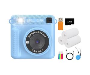 KIXZSAZ Mini fotocamera a stampa istantanea per bambini Scocca non tossica resistente agli urti e batteria a lunga durata ABS H1 Fotocamera per bambini, blu