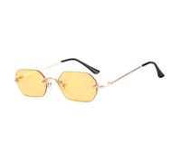 KIXZSAZ Occhiali da sole rettangolari alla moda Campo visivo chiaro Protezione dai raggi UV Occhiali da sole rettangolari in stile punk in metallo ed eleganti, Giallo oro