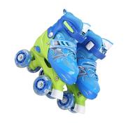 KIXZSAZ Pattini a rotelle per Bambini da 2 Pezzi con Ruota in Gomma PU Full Flash Pattini a rotelle in ABS Comodi e Traspiranti per Ragazze di età Compresa tra 8 e 12, Blu, Niente Brillantini