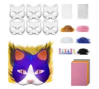 KIXZSAZ Set di maschere a forma di gatto con fluorescenza luminescente al buio, Per maschera vuota, metà faccia, kit fai da te a forma gatto animale disegnato mano, digitare+1