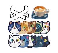KIXZSAZ Set di sottobicchieri Diamond Art con gatti, 10 diversi disegni di | tazza da caffè per la mattina o tazza da tè per il pomeriggio, boccale con motivi a pois.