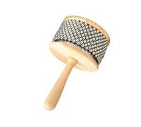 KIXZSAZ Strumento musicale giocattolo Cabasa Shaker in legno con perle in acciaio per sessioni di apprendimento interattive. Non è necessario installare o rimuovere il cilindro, Diametro 11.5 cm
