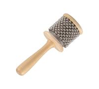 KIXZSAZ Strumento musicale giocattolo Cabasa Shaker in legno con perle in acciaio per sessioni di apprendimento interattive. Non è necessario installare o rimuovere il cilindro, Diametro 6.5 cm