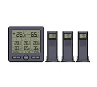 KIXZSAZ Termometro Digitale Senza Fili con 3 sensori Soggiorno Desktop Grande retroilluminazione LCD Misuratore di Temperatura Forniture per la casa