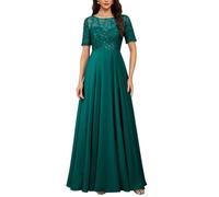 KIYNE Abito da donna in chiffon, per madre della sposa, con maniche e paillettes, abito da sera formale per matrimonio, Foglia di t, 42