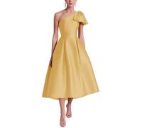 KIYNE Abito da donna in raso con una spalla per la madre della sposa abito da sera senza maniche midi formale, Oro, 24 Più