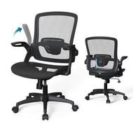 KIZECK Sedia da scrivania ergonomica girevole in rete per casa e ufficio, con supporto lombare, altezza regolabile, braccioli ribaltabili, ruote per adulti
