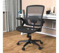 KIZECK Sedia da scrivania ergonomica girevole in rete per casa e ufficio, con supporto lombare regolabile in altezza, braccioli ribaltabili, ruote per adulti