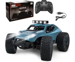 Kizeefun Auto telecomandata, 2,4 GHz, 1/20 RC, fuoristrada 20 km/h, tutti i terreni, giocattolo elettrico, auto radiocomandata da fuoristrada con 2 batterie, tempo di riproduzione 50 min e faro a LED