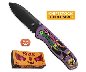 Kizer Drop Bear - Worm Skull, KNFS Exclusive, Limited Edition 200pcs, Nitro-V, Black Stonewash, G10
