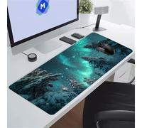 KIZIFI Grande Tappetino per Mouse Gioco 900x400x3 mm Extended XXL Mousepad Gaming Paesaggio Dell'Aurora Tappetino Scrivania Grande con Bordi Cuciti per Tastiera Ufficio Giochi Lavoro Pad