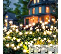 Kizozo Firefly Luci Solari da Esterno Giardino 4PACK 32 LED, Ornamenti Decorazioni da Giardino IP65 Impermeabile, Luci Solari da Esterno, Bianco Caldo