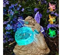 Kizozo statue da giardino angel, decorazione da giardino per esterno, lampade solari per esterno giardino palla RGB cambiamento di colore, luci solari per balcone esterno, regali per donne uomini
