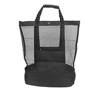 KJAOYU Borsa da campeggio in maglia da spiaggia con sacca di raffreddamento staccabile - imballaggio multifunzionale (verde) (tote bot a maglie sulla spiaggia con sacchetto di (nero)
