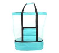 KJAOYU Borsa da campeggio in maglia da spiaggia con sacca di raffreddamento staccabile - imballaggio multifunzionale (verde) (tote bot a maglie sulla spiaggia con sacchetto di (Verde)