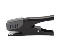 KJAOYU Cucitrice ergonomica per scrivania, con capacità di 20 fogli e cuscinetto antiscivolo, ideale per studenti, insegnanti e uso in ufficio, cucitrice da scrivania in metallo nero (nero)