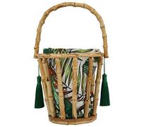 KJAOYU Fashionable Simple Handmade Bamboo Woven Tassels Woman Handbag with Removable Cloth Inner Bag - Bamboo Bag, Bamboo Woven Handbag, Beach Travel Bag - Ideal for Daily Use, Beach