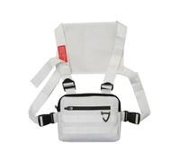 KJBDQQH borsa sportiva da petto Borse pettorali multifunzione Uomo Donna Gilet in tessuto Oxford Marsupio da strada Hip-Hop(White)