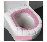 KJBDQQH Coprisedile WC Invernale Sedile WC Universale con Cuscino a Contrasto, in Peluche Spesso, a Forma di O, copriwater con Maniglia, Accessorio for Il Bagno(B Pink)