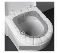 KJBDQQH Coprisedile WC Invernale Sedile WC Universale con Cuscino a Contrasto, in Peluche Spesso, a Forma di O, copriwater con Maniglia, Accessorio for Il Bagno(B Grey)