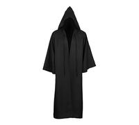 KJBDQQH Costume da Strega Cloak Soft Unisex Hooded Black Robe Witch Long Cape Costume Prop Party Performance(Black,S)