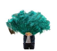 KJBDQQH Feather Fan Ventaglio di Piume Grandi Matrimonio Carnevale Celebrazione Spettacolo Danza del Ventre Decorazione Fai da Te Rosa 13 Ossa(Dark Green,100CM Right Hand)
