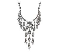 KJBDQQH Girocollo Punk Classic Vintage Pirate Skeleton Skull Choker Necklace Pendant for Women Men Retro Rhinestone Biker Gothic Punk Party Jewelry per Uso Quotidiano(Antique Bronze Plated)