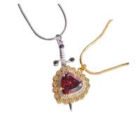 KJBDQQH Girocollo Punk Gothic Punk One Arrow Through The Heart Creative Two Color Couple Necklace Red Rhinestone Heart Dagger Necklace per Uso Quotidiano(48 Holes_YA4690-3)