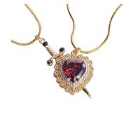 KJBDQQH Girocollo Punk Gothic Punk One Arrow Through The Heart Creative Two Color Couple Necklace Red Rhinestone Heart Dagger Necklace per Uso Quotidiano(48 Holes_YA4690-1)