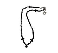 KJBDQQH Girocollo Punk Grunge Black Star Pendant Beaded Silver Color Chain Choker Necklace for Women Men Goth Charm Emo Jewely Accessory per Uso Quotidiano(Color 04)