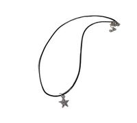 KJBDQQH Girocollo Punk Grunge Black Star Pendant Beaded Silver Color Chain Choker Necklace for Women Men Goth Charm Emo Jewely Accessory per Uso Quotidiano(Color 01)
