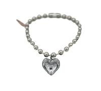 KJBDQQH Girocollo Punk Grunge Glass Heart Pendant Necklace Oversize Ball Beads Chain Statement Choker Necklace for Women Club Punk Jewelry per Uso Quotidiano(Silver)