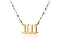 KJBDQQH Girocollo Punk Necklace Angel Number Charms Pendant Bar Necklaces for Women Men Heart Choker Stainless Steel Jewelry Couple per Uso Quotidiano(N04156G)