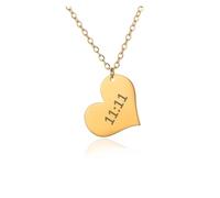 KJBDQQH Girocollo Punk Necklace Angel Number Charms Pendant Bar Necklaces for Women Men Heart Choker Stainless Steel Jewelry Couple per Uso Quotidiano(N04153G)